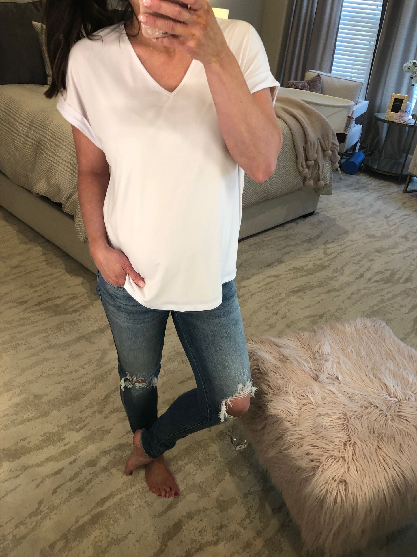 Non-See-Through White Blouse Tee (3 Pack)