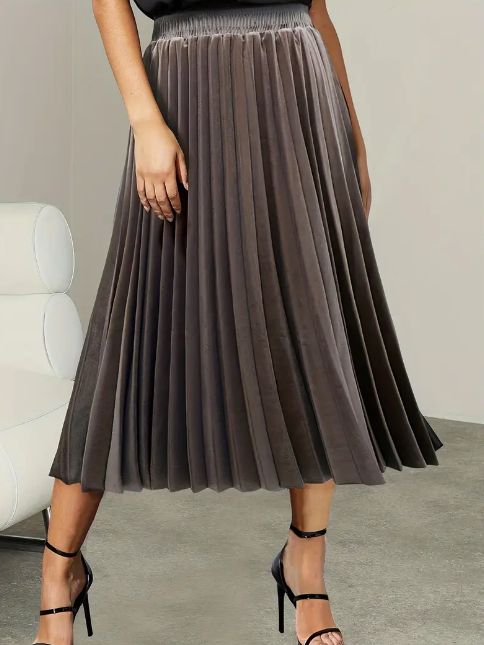 Pleated Velvet Skirt