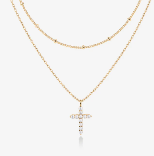 BB Layered Cross Pendant