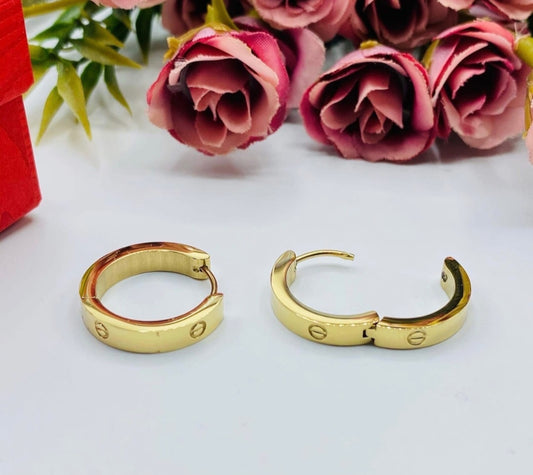 Gold Track Hoop Earrings