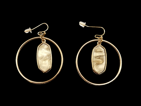 Stone Octagon Drop Earrings